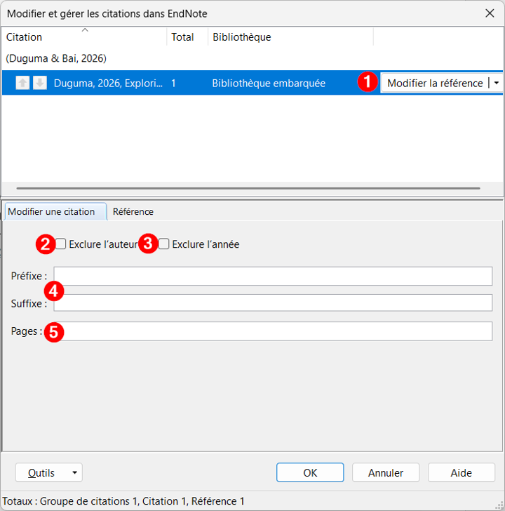 Procédure_modifier et gérer les citations dans EndNote